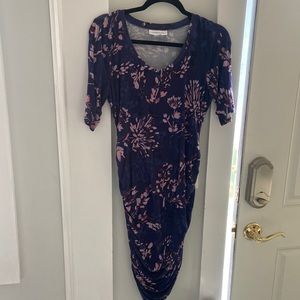 Blue floral maternity dress